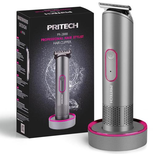 Color Grey PRITECH Pubic Hair Trimmer Women - Rechargeable Bikini Trimmer for Women Sensitive Skin, Wet & Dry Use, Pain-Free Electric Razor&Shaver with Standing Recharge Dock, Ideal Gift, Aurora Gray