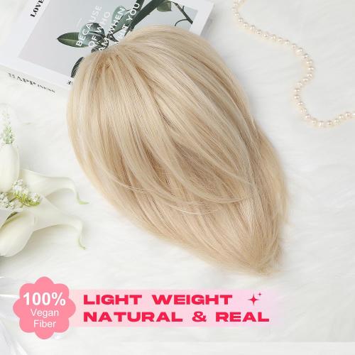NTYNTY Ponytail Extension, 10 Short Claw Clip in Ponytail Hair Extensions Messy Bun Hair Piece Natural Soft Synthetic Straight Pony Tail Hair Pieces for Women - Natural Blonde