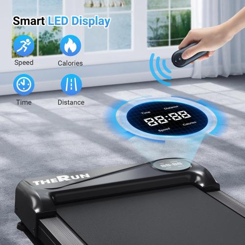 THERUN Walking Pad Treadmill Under Desk, Portable Mini Treadmill for Home/Office, Walking Pad Treadmill 2.5HP, Walking Jogging Machine with 265 lbs Weight Capacity Remote Control LED Display