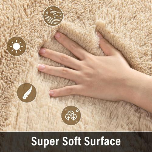 Merelax Soft Modern Indoor Large Shaggy Rug for Livingroom Bedroom Dorm Kids Room Home Decor, Non-Slip Plush Fluffy Furry Fur Area Rugs Comfy Nursery Accent Floor Carpet 9x12 Feet, Light Tan
