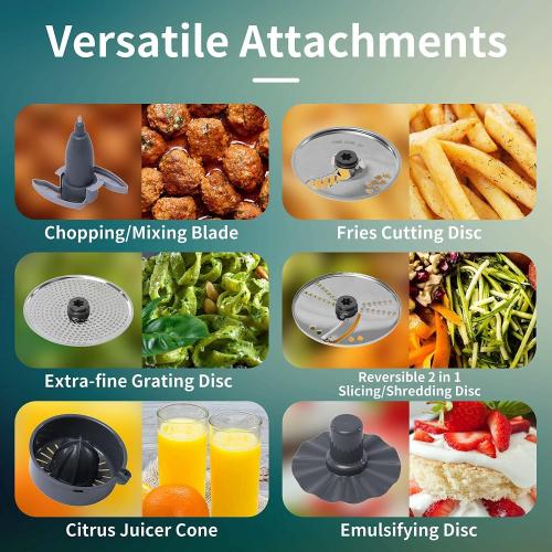 Grey La Reveuse 4-Cup Food Processor Vegetable Chopper for Slicing,Shredding,Grating,Juicing,Emulsfying,Mixing,400 Watts