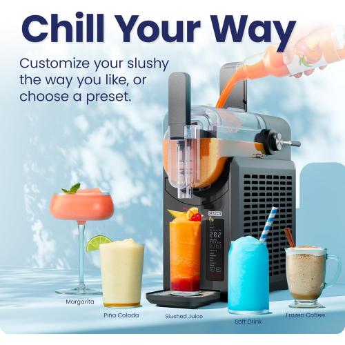 Iceman by Chefman Slush-Ease 68oz Slushie Machine, 48oz Liquid Capacity Frozen Drink Maker & Slushy Machine with 5 Presets and LED Display, Perfect for Frozen Margaritas, Frappes, Smoothies & Shakes