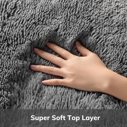 Ophanie Fluffy Area Rugs for Bedroom, Upgrade Non-Slip Grey Fluffy Soft Shag Carpet, Indoor Floor Gray 4x6 Fuzzy Shaggy Living Room Plush Rug for Kids Home Dorm Decor Aesthetic
