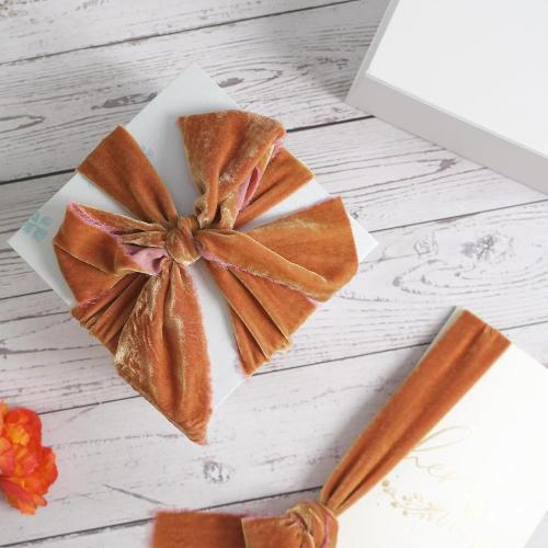 MEEDEE Cinnamon Velvet Ribbon - 3 Inch Fringe, Raw Edge Silk Velvet Ribbon for Wreaths, Flower Bouquets, Dress Sash, Baby Showers, Wedding Decor (3 Yards)