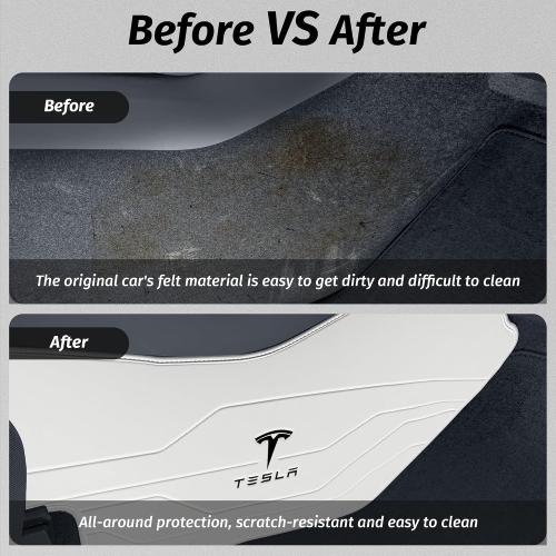 Center Console Leather Side Anti-Kick Mats(2 Pieces) Designed for Tesla Model Y Juniper(2025-2027),Waterproof, Dust Resistant, Front Seat Side Protector Cover White