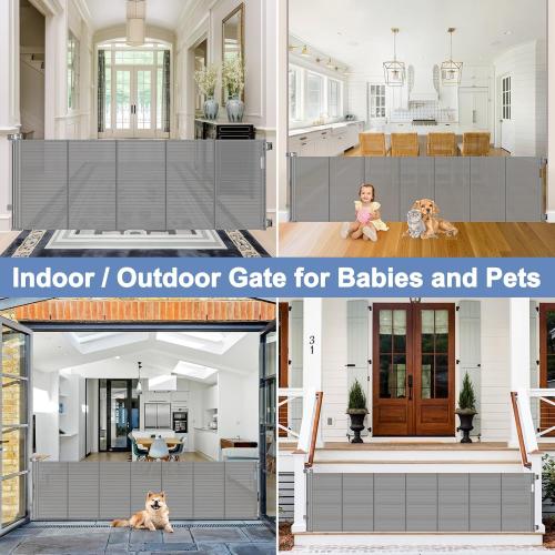 Reinforced bottom 90 Inch Extra Wide Baby Gate for Large Openings Retractable Baby Gates Extra Wide Upgraded Spring Retractable Dog Gate for Doorways Extra Wide Adjustable Bracket Retractable Pet Gate