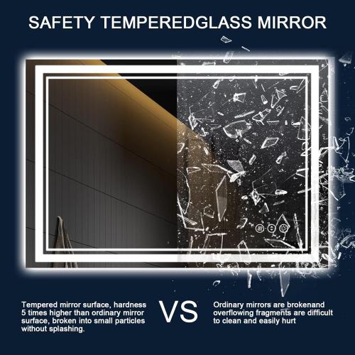 40x36 Inch LED Bathroom Mirror with Lights,Backlit and Front Lighted Bathroom Vanity Mirrors for Wall,Anti-Fog Dimmable Memory Shatterproof LED Vantiy Mirror