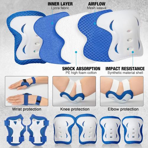 Honoson 7 Pcs Skateboard for Toddlers Beginners Knee Elbow Pads Wrist Guards Gear Set