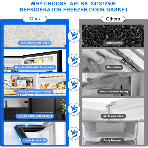 Upgraded 28.74x17.91 241872509 Refrigerator Freezer Door Gasket Replacement Part Compatible with Frigidaire Electrolux Freeze Door Seal Gasket 240542109 240542121 1379485 AP4315906 PS2331949 Black