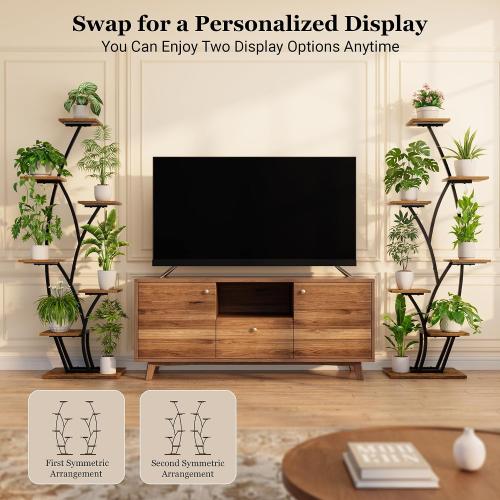 Plant Stand Indoor with Grow Light - Lighted Indoor Plant Shelf Tall 2 Pack