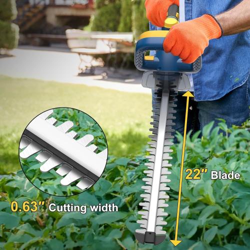 Color Blue Hedge Trimmer for Dewalt 20V Battery, Cordless Hedge Trimmer with 22'' Dual-Action Blade, 1600RPM, 3/5'' Cutting Width, Rotating Handle & Dual Switch Design (Battery Not Included) (Navy Blue)