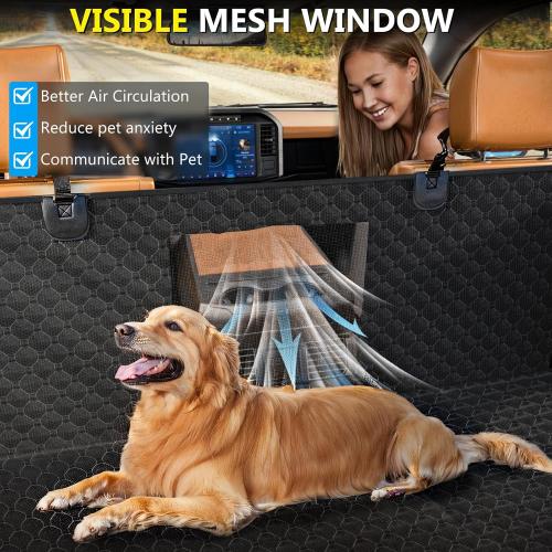 Color Black Truck Back Seat Extender for Dogs, Upgraded Waterproof Pet Seat Cover with Door Protection, Hard Bottom, Holds 420lbs, Dog Hammock for F150/Silverado 1500/ GMC Sierra 1500/RAM 1500/Titan