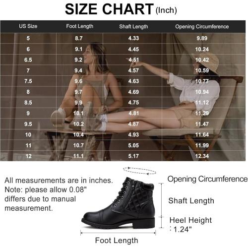 Size 8 Color Black Vepose Women's 903 Combat Ankle Boots, Lace up Comfortable Booties Low Heel