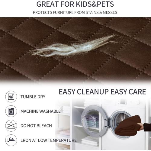 Home Reversible Couch Cover Sofa Cover Washable Furniture Protector Cover with Elastic Straps Water Resistant for Dogs Pet Friendly (68''Sofa,Chocolate/Beige)