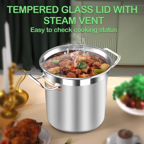 Size 24 quart Large Stainless Steel Stock Pot with Lid – 24 Quart (6 Gallon) Heavy-Duty Cooking Pot for Soup, Stew, Pasta – Commercial & Home Use, Easy to Clean