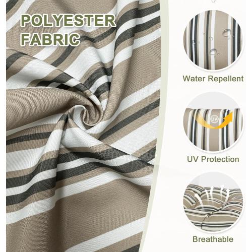 COOS BAY Tufted High Back Chair Cushions, 42x21 Inch Outdoor Patio Furniture Cushions, Water Resistant Rocker Seat Pads, 2 Pack, Beige Stripes