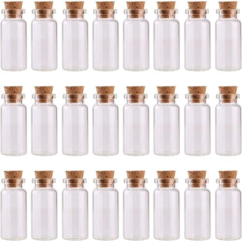 MaxMau 23PCS 10ml Glass Bottles Mini Vials with Cork Stoppers for DIY Decoration and Wedding Party Favors