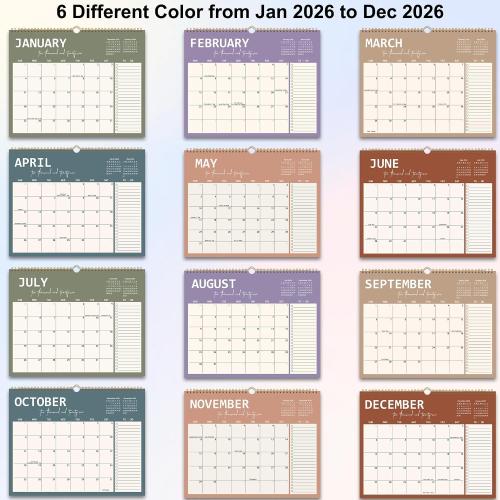 2026 Wall Calendar 12 Months, Wall Calendar from January 2026 to December 2026, Large Hanging Calendar with Thick Paper, Perfect for Home and Office Monthly Organizing & Planning, 14 x11