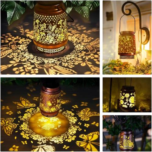 Butterfly Horse Lantern, Iron Art, Solar Energy, Courtyard, Hummingbird, Lantern, Projection Lamp, Hollow Projection Home Atmosphere