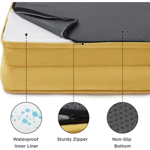 Bedsure Orthopedic Dog Beds for Small Dogs - Washable Small Dog Cat Bed Waterproof, Comfort Pet Couch Sofa with Washable Removable Cover, Pets Bed with Nonskid Bottom, Spicy Mustard, 24