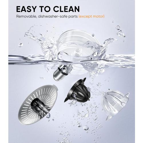 Electric Orange Juicer, Citrus Juicer Squeezer with 2 Cones and Soft Grip Handle for Effortless Juicing, Stainless Steel Quiet Orange Juice Extractor Machines for Lime Grapefruit Lemon