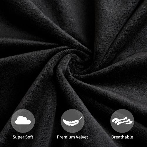 Throw Pillow Covers Decorative Velvet Set of 2 12x20 Inch Pillow Covers, Soft Black Lumbar Pillowcases for Couch Sofa Bed Living Room, Farmhouse Home Boho Decor, Accent Cushion Covers