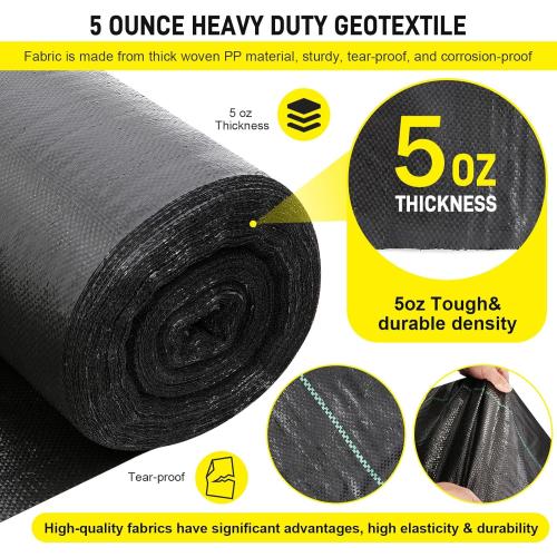 Doniks 13x115ft Driveway Fabric,5OZ Commercial Heavy Duty Weed Barrier Fabric, Garden Landscape Fabric,French Drain Fabric for Erosion Control,Landscape Fabric,Weed Barrier,Construction Projects