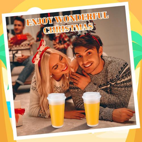 Honeydak Pack 16 oz Reusable Coffee Cups with Lids Water Bottle Iced Coffee Travel Mug Reusable Portable Plastic Tea Tumblers Bulk for Hot and Cold Drinks Birthdays Party(Stylish,Clear)