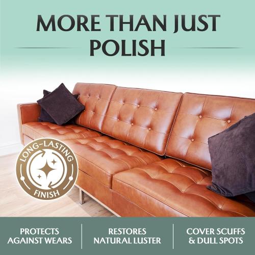 Furniture Salve for Leather - Polisher, Moisturizer, and Restorer for Couches and Furniture - Conditioner for Leather, Wood, and Vinyl - Repair Salve with Brush - 4oz