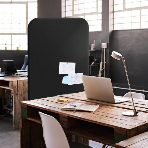 DECOLAB Room Partition Panel, Freestanding Portable Privacy Cubicle Partition for Offices, Classroom, Studio, Healthcare, Workspace, Scratch Resistance, 29x65 Midnight