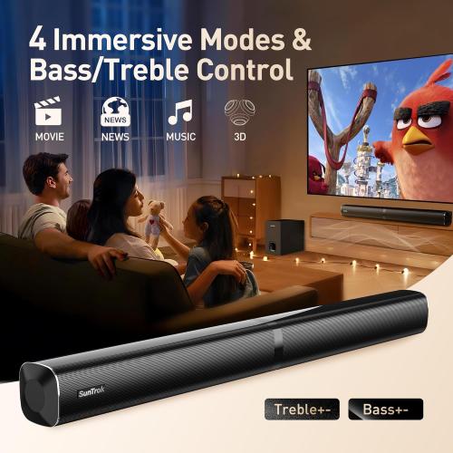 Karaoke Soundbar with Subwoofer for TV: Sound Bar with 2 Wireless Microphones - Home Theater Surround Sound System - Bluetooth Speaker with Remote Supports HDMI ARC/Optical/AUX/USB for TV/PC