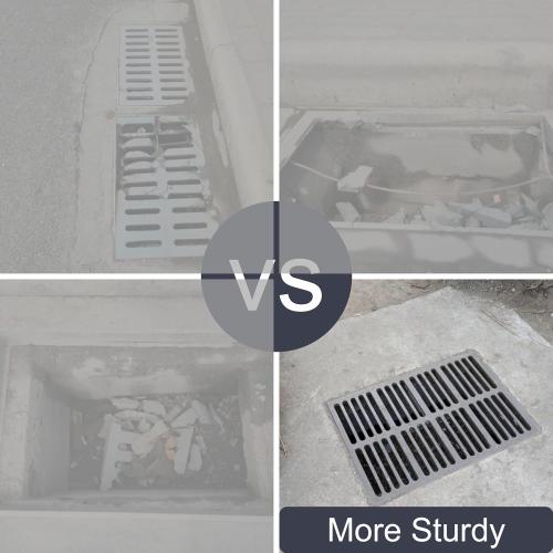 Cast Iron Drain Grate, 20x12 Outdoor Drain Cover, A Class Sewer Grate, Durable Heavy Duty Channel Grate, Black Rectangle Drainage Grate for Driveway, Concrete, Yard, Garage (19.7x11.8)