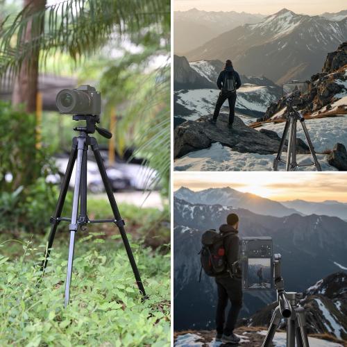 NEEWER Entry Level Version Tripod for Cell Phone & Camera, Metal Lightweight Portable Travel Stand with Cold Shoe Cellphone Holder Mount Compatible with iPhone for Video Recording Filming, TP53