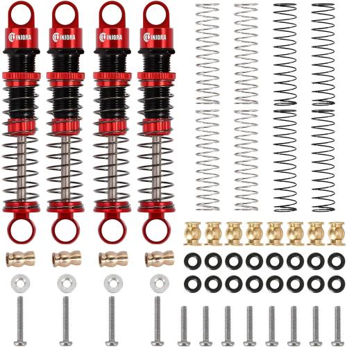 INJORA 45mm Shocks Aluminum Threaded Absorber Oil Damper for FMS FCX24 1/24 RC Crawler Upgrade（Red）
