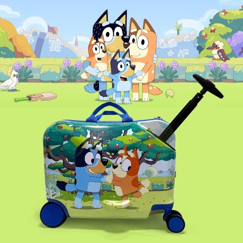 Fast Forward 18 Bluey Kids Ride On Luggage-HardShell Rolling Travel Suitcase-Lightweight Ride On Suitcase For Kids