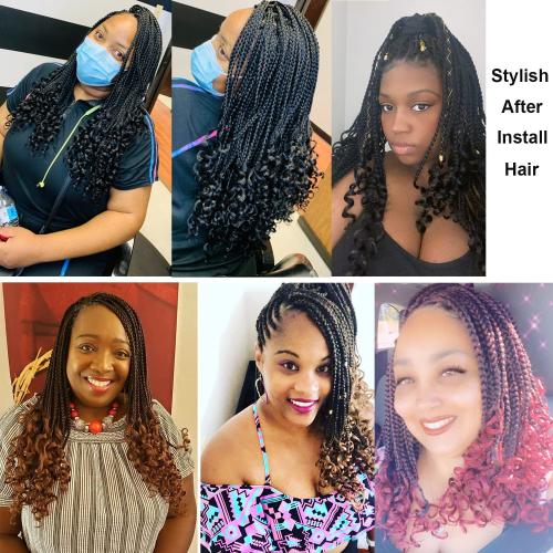 8 Packs 18 Inch Crochet Box Braids Hair with Curly Ends Prelooped Bohemian Goddess Box Braids Crochet Hair Crochet Braids Hair for Black Women (18 Inch 8 Packs, 4#)