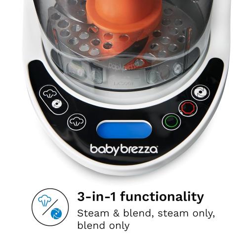 Baby Brezza One Step Baby Food Maker Deluxe – Auto shut Off, Dishwasher Safe Cooker and Blender to Steam   Puree Organic Food for Infants   Toddlers - Set of 3 Pouches   3 Funnels