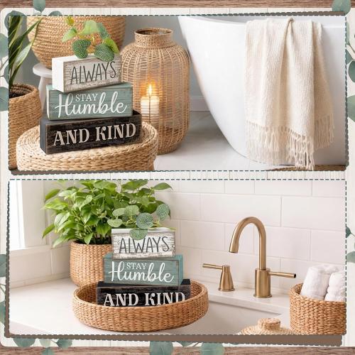Lineshading 4 Pcs Inspirational Farmhouse Table Decor Wooden Shelves Signs