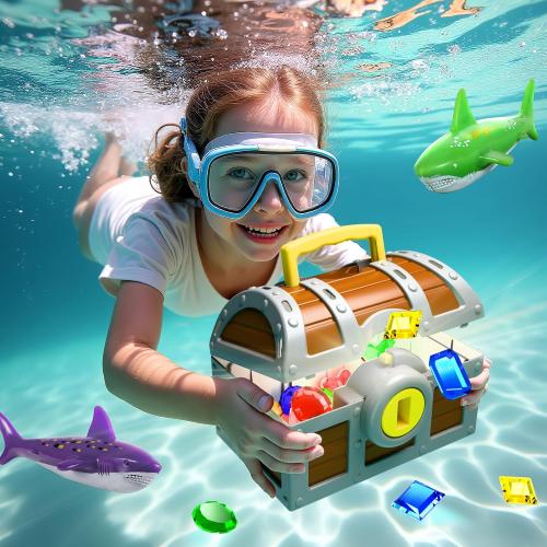 Funscape Kids Pool Diving Toy, Large Treasure Chest Water Dive Pool Games