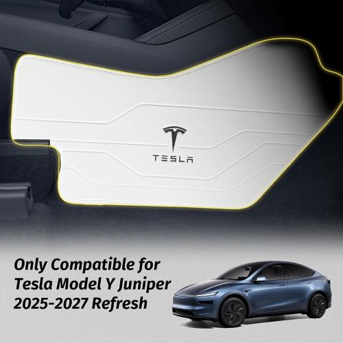 Center Console Leather Side Anti-Kick Mats(2 Pieces) Designed for Tesla Model Y Juniper(2025-2027),Waterproof, Dust Resistant, Front Seat Side Protector Cover White