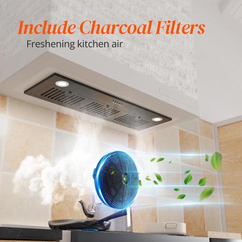 FIREGAS Black Range Hood Insert 36 inch, Built-in Kitchen Hood with 600 CFM, Ducted/Ductless Convertible Vent Hood, Stove Hood with Push Button, Aluminum Filters and Charcoal Filters
