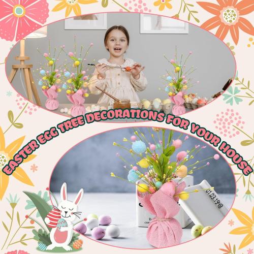 ZHAO 18-Inch Easter Egg Tree Tabletop Decoration with Delicate Ornaments - Perfect for Home, Party, Wedding, Holiday, Celebrations