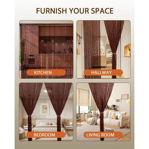 90 Strands Beaded Curtain for Doorways -35.5x79- Handmade Natural Beaded Curtains，Boho Doorway Wood and Bamboo Bead Curtain-As Insect Screen/Room Divider-Brown