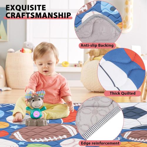 Baby Play Mat 71’’ x 59’’ Soft Baby Floor Mat Thicker Foam Play Mat for Babies，Toddlers, Foldable Baby Playpen Mat Crawling Mat，Ball Design