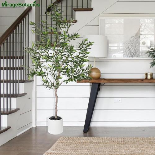 Artificial Olive Trees Indoor,Faux Olive Tree with White Planter Pot,Artificial Plants Lifelike Fruits for Home Office MeetingRoom Living Room Indoor Outdoor Decor(6ft)