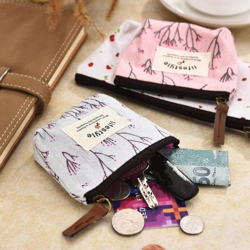 TecUnite Pack of 6 Pencil Case Countryside Flower Cosmetic Makeup Bag Cute Floral Canvas Zipper Pencil Pen Cases Multifunctional Fabric Cosmetic Makeup Bag