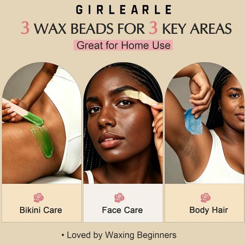 GIRLEARLE Premium Digital Waxing Kit for Women and Men, Wax Warmer Hair Removal at Home with Wax Beads & Silicone Pot, Target Different Types of Sensitive Skin Brazilian Bikini, Facial, Leg, Full body