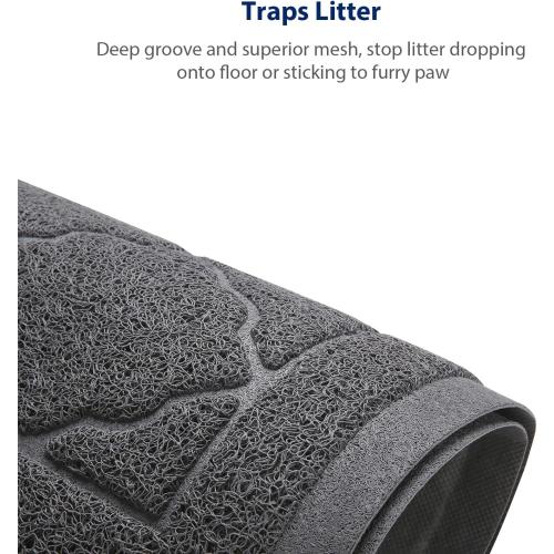 WePet Cat Litter Box Mat, Kitty Premium PVC Pad, Durable Trapping Rug, Phthalate Free, Urine-Resistant, Scatter Control, XXL 47 x 36 Inch, Grey