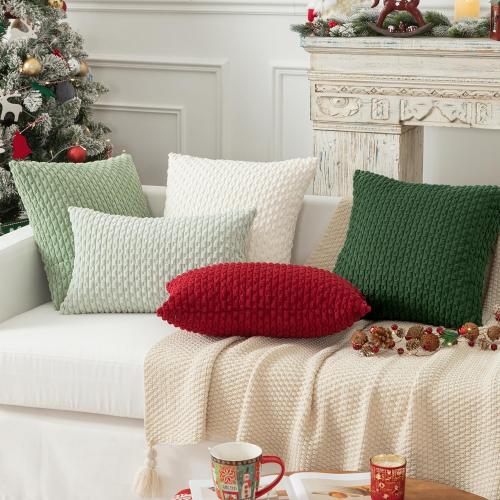 Kevin Textile Valentines 12x20 Inch Pillow Cover 1 Pack Boho Decorative Soft Striped Corduroy Lumbar Farmhouse Color Accent Rectangle Cushion Case for Living Room Couch Sofa Bed, Burgundy