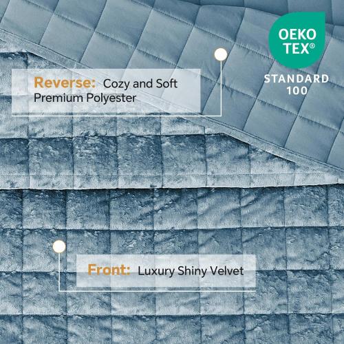Velvet Quilt Set King Size - Luxury Velvet Comforter Bedding Set 3 Pieces, Lightweight Soft Cozy Shiny Dusty Blue Oversized Bedspread Coverlet for All Seasons with 2 Pillow Shams